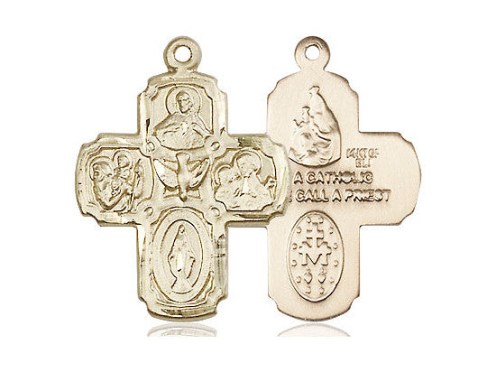5-Way Holy Spirit Medal - 14kt Gold Pendant (2 Sizes)