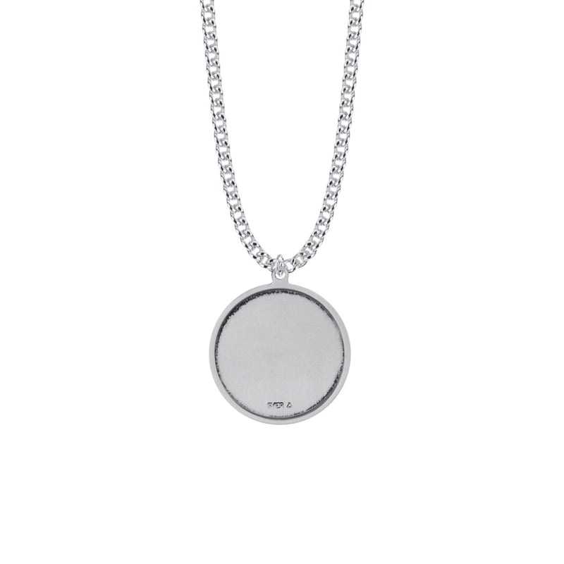 St. Christopher Necklace - Sterling Silver Round Medal on 24" Stainless Chain (SM8554SH)