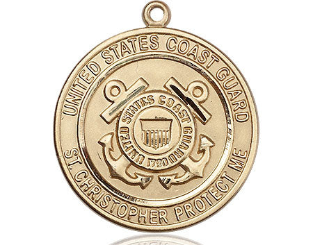 St. Christopher Coast Guard Medal - 14kt Gold Round Pendant (2 Sizes)