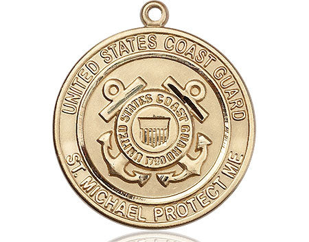 St. Michael Coast Guard Medal - 14kt Gold Round Pendant (2 Sizes)
