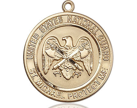 St. Michael National Guard Medal - 14kt Gold Round Pendant (2 Sizes)