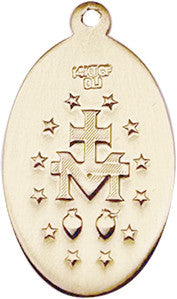 Back of Miraculous Medal pendant.