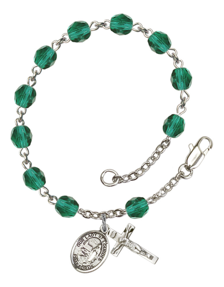 Our Lady of Lourdes Rosary Bracelet With 6MM Fire Polished Beads (RB6000AMS9288)