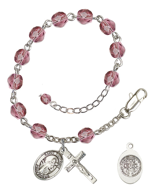 St. Benedict Rosary Bracelet With 6MM Fire Polished Beads (RB6000AMS9008)