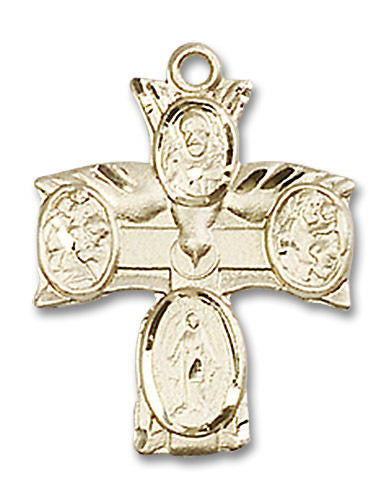 4-Way Medal - 14kt Gold 3/4 x 5/8 Pendant 0049