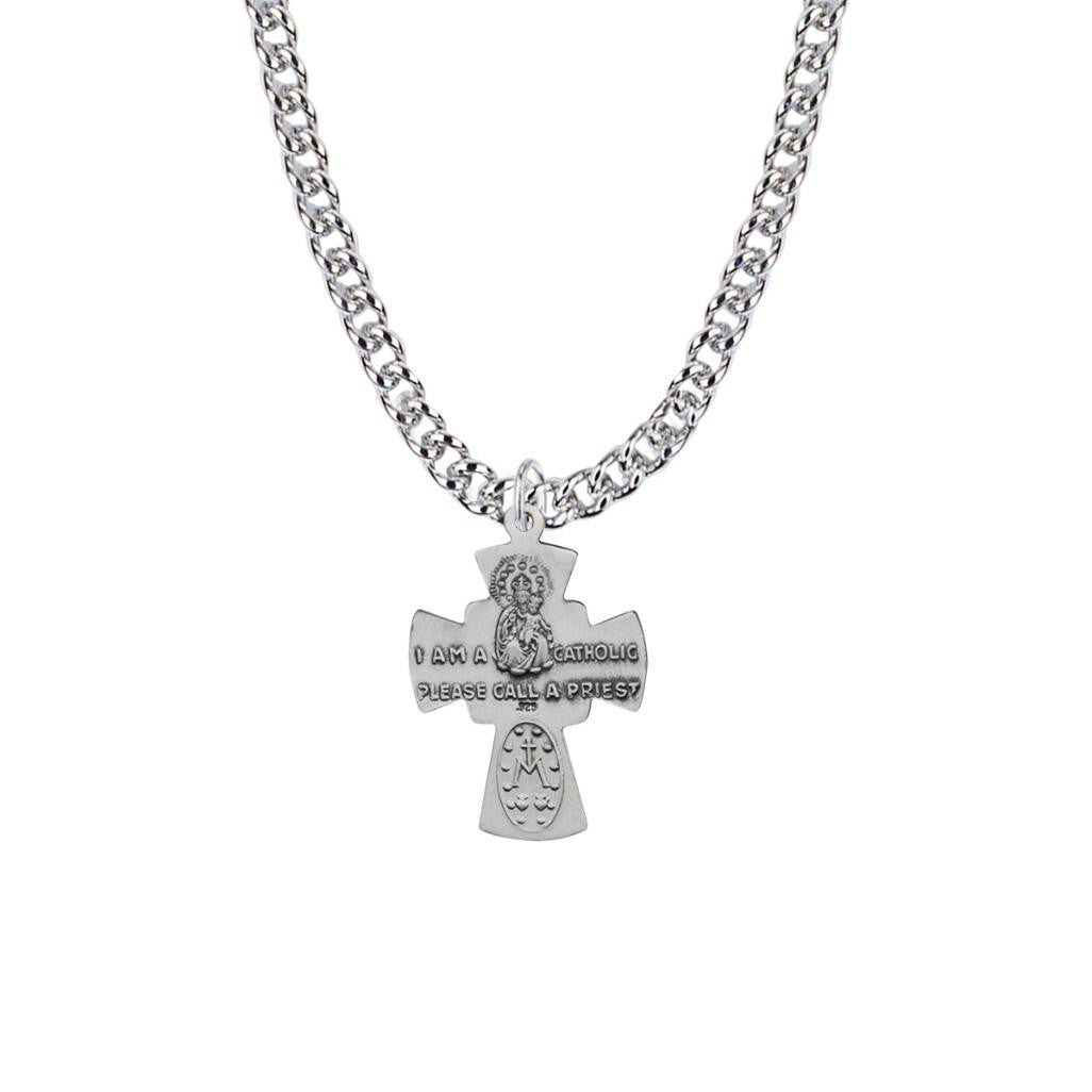 4-Way Medal Necklace - Sterling Silver Pendant on 24 Stainless Chain SM0255SH