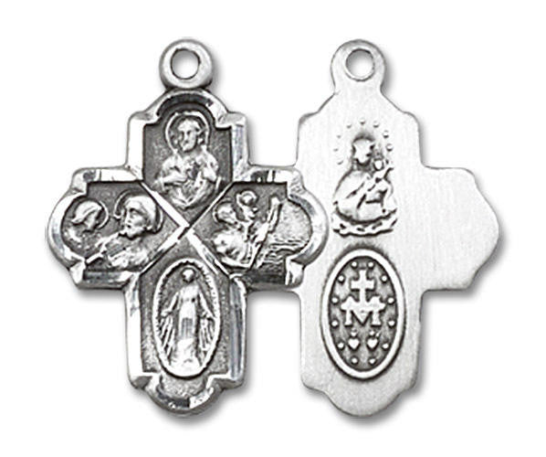 4-Way Medal - Sterling Silver 3/4 x 1/2 Oval Pendant 0047SS