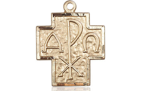 Alpha & Omega Cross Pendant - 14kt Gold 7/8" x 3/4"