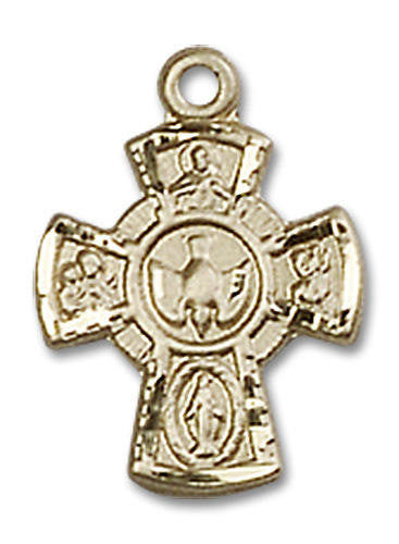 5-Way Holy Spirit Medal - 14kt Gold 5/8 x 3/8 Pendant 3145