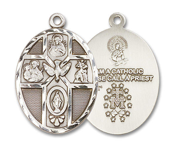 5-Way Holy Spirit Medal - Sterling Silver 1 7/8 x 1 1/4 Oval Pendant 0680SS