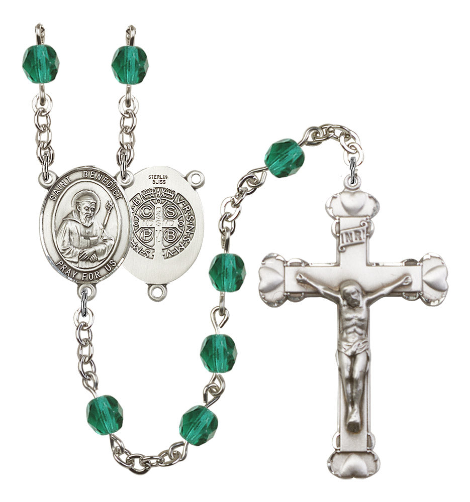 St. Benedict Rosary - 6MM Fire Polished Beads (8008SS)