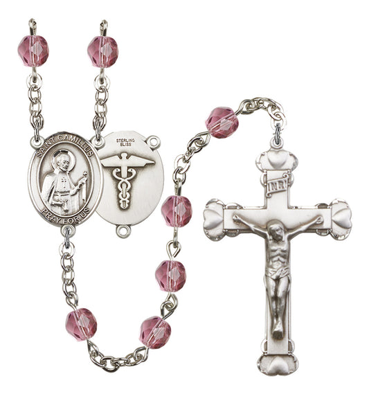 St. Camillus Nurse Rosary - 6MM Fire Polished Beads (8019S9)
