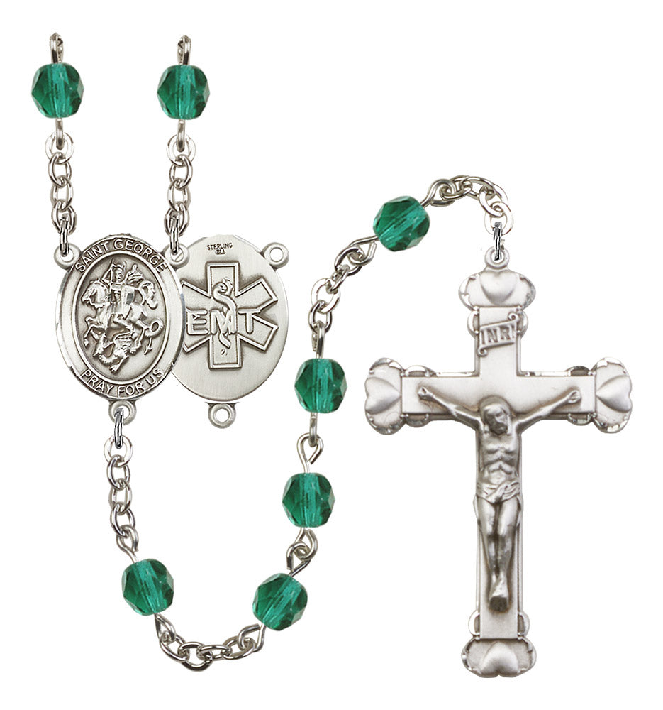 St. George / EMT Rosary - 6MM Fire Polished Beads (8040S10SS)