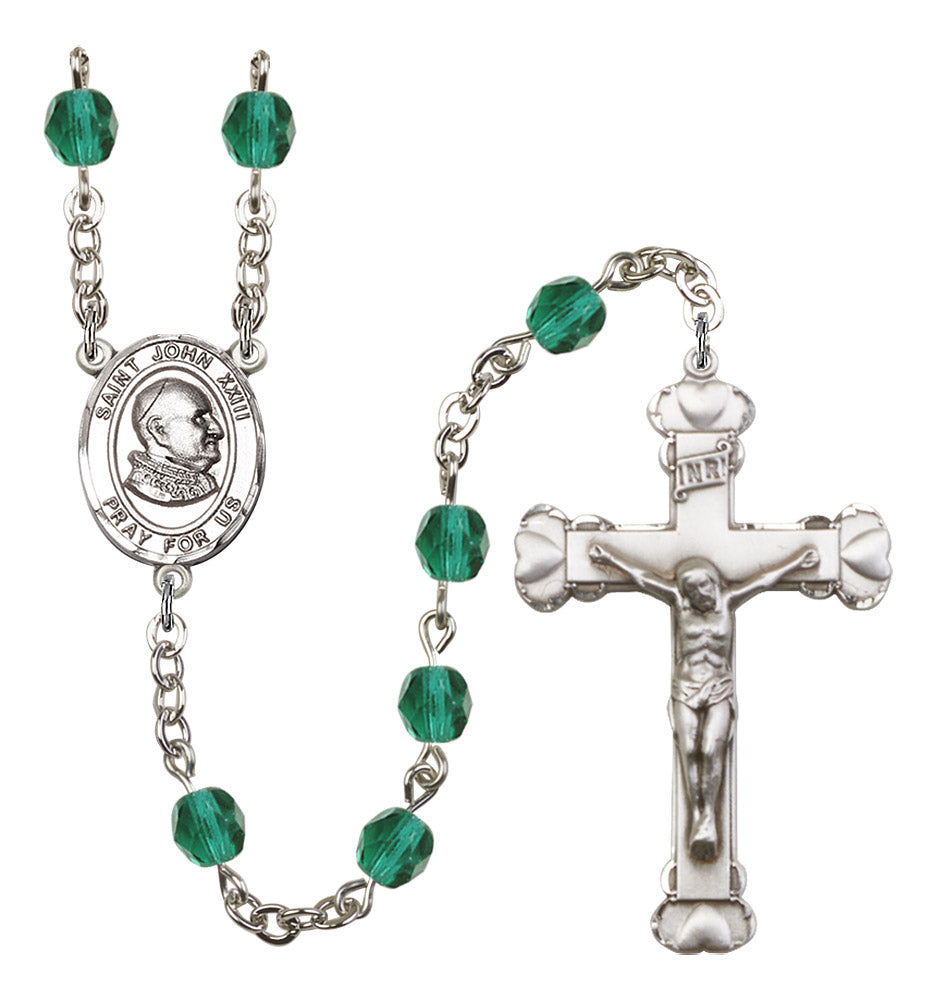St. John XXIII Rosary - 6MM Fire Polished Beads (8455SS)