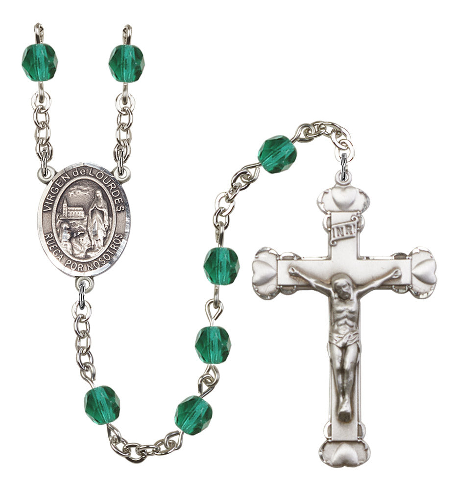 Virgen Del Lourdes Rosary - 6MM Fire Polished Beads (8288SPSS)