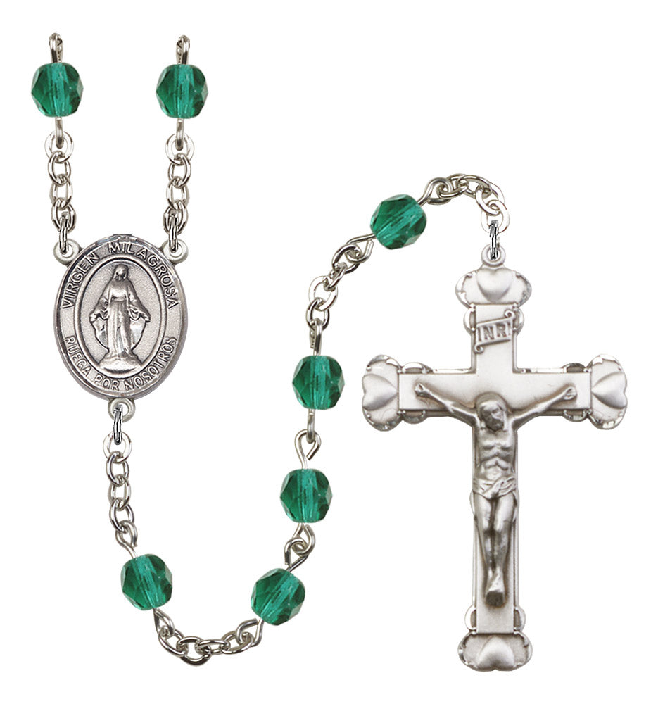 Virgen Milagrosa Rosary - 6MM Fire Polished Beads (8078SPSS)