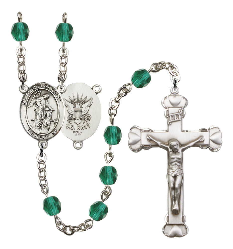 Guardian Angel / Navy Rosary - 6MM Fire Polished Beads (8118S6)