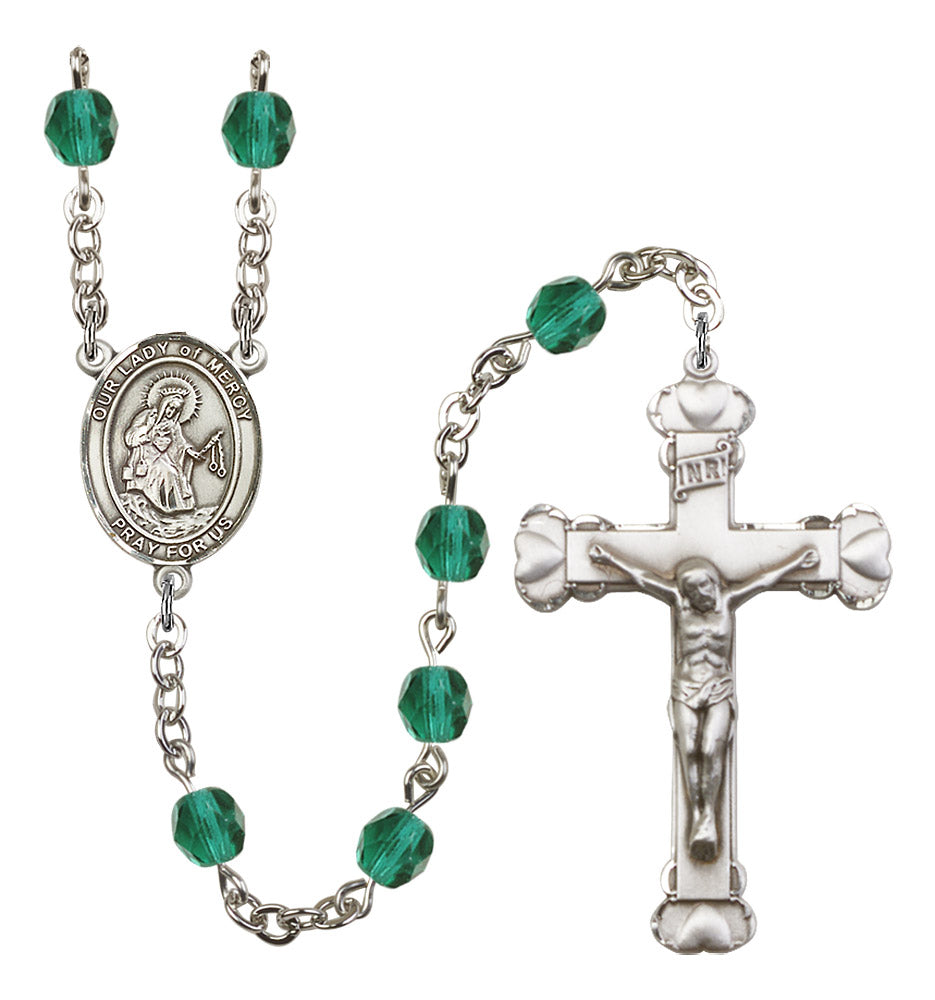 Our Lady of Mercy Rosary - 6MM Fire Polished Beads (8289SS)