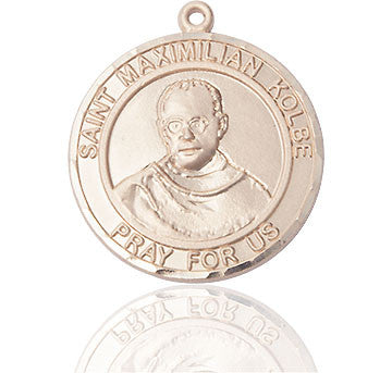 St. Maximilian Kolbe Medal - 14kt Gold Round Pendant