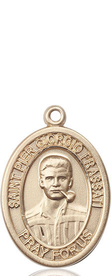 St. Pier Giorgio Frassati Medal - 14kt Gold Oval Pendant 3 Sizes