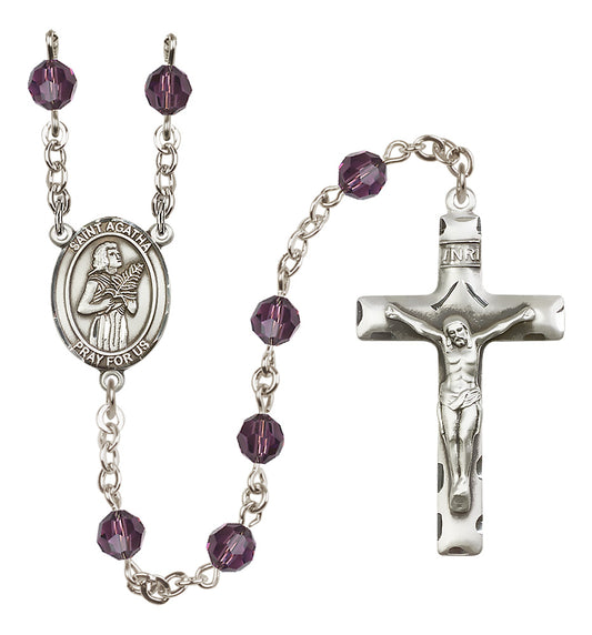 St. Agatha Sterling Silver Rosary - 10 Color Options (8003/0644)