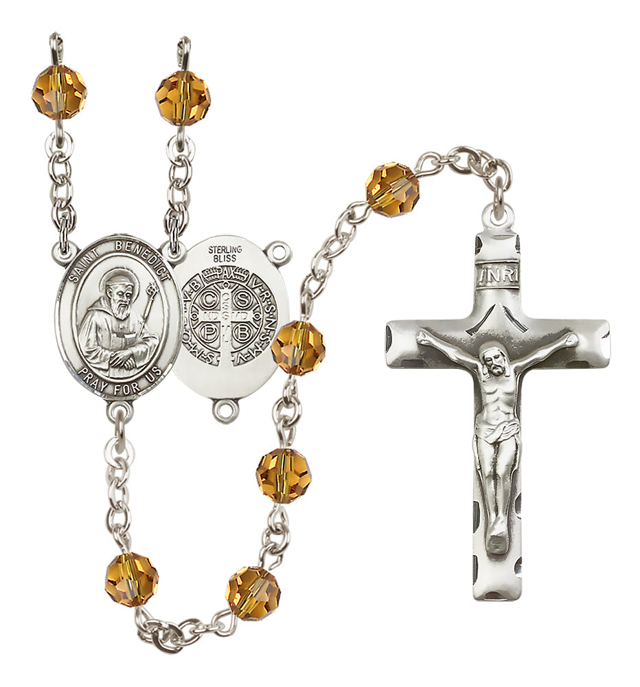 St. Benedict Sterling Silver Rosary - 10 Color Options (8008/0644)