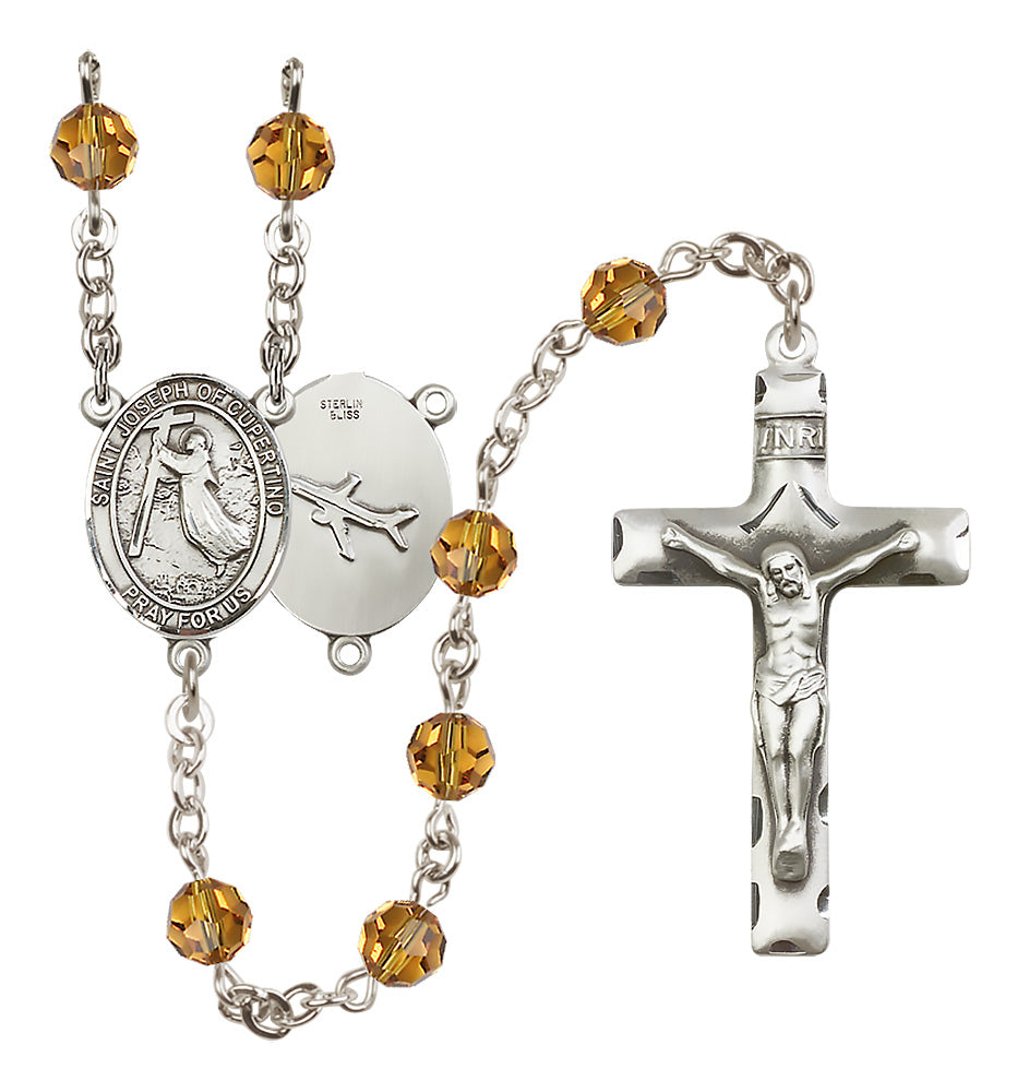 St. Joseph of Cupertino Sterling Silver Rosary - 10 Color Options (8057/0644)