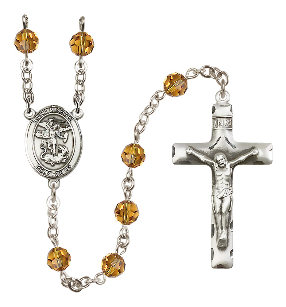 St. Michael Sterling Silver Rosary - 10 Color Options (8076/0644)