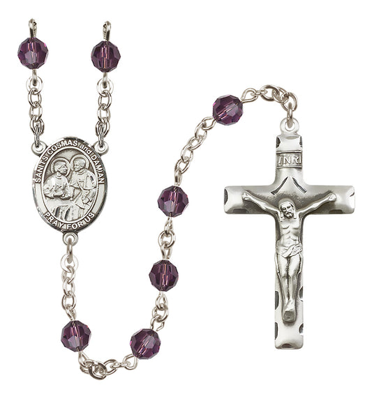 Sts. Cosmas & Damian Sterling Silver Rosary - 10 Color Options (8132/0644)