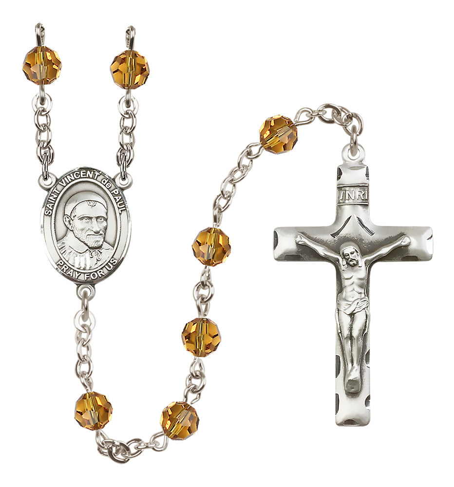 St. Vincent De Paul Sterling Silver Rosary - 10 Color Options (8134/0644)
