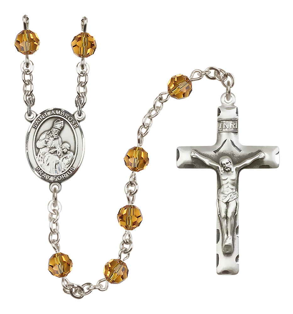 St. Ambrose Sterling Silver Rosary - 10 Color Options (8137/0644)
