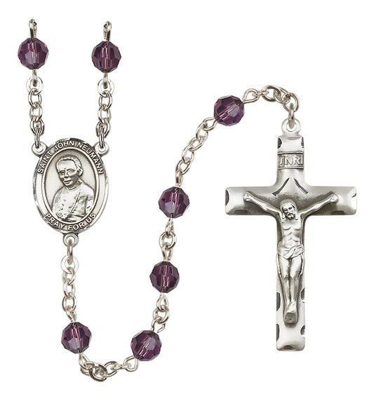 St. John Neumann Sterling Silver Rosary - 10 Color Options (8204/0644)