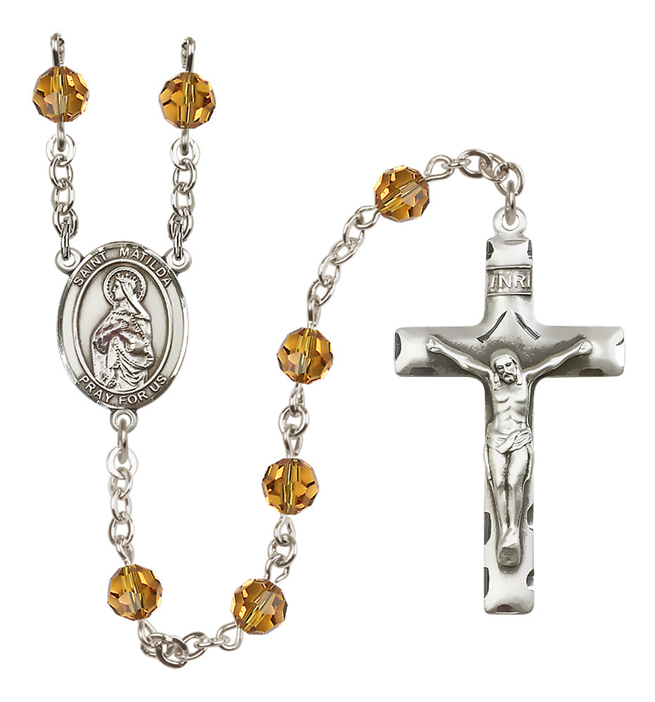 St. Matilda Sterling Silver Rosary - 10 Color Options (8239/0644)