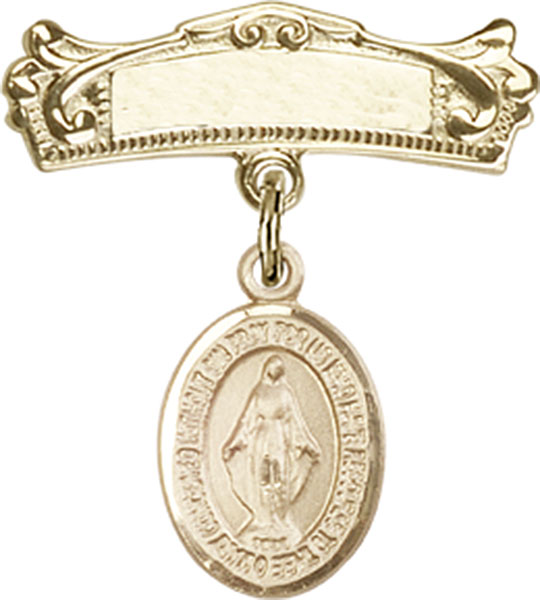 Personalized Baby Badge - Engraved Badge Pin with Miraculous Charm