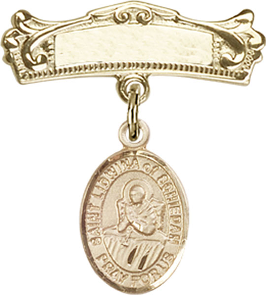 Personalized Baby Badge - Engraved Badge Pin with St. Lidwina of Schiedam Charm