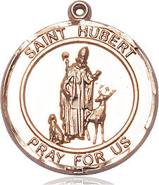 St. Hubert of Liege Medal - 14kt Gold Round Pendant