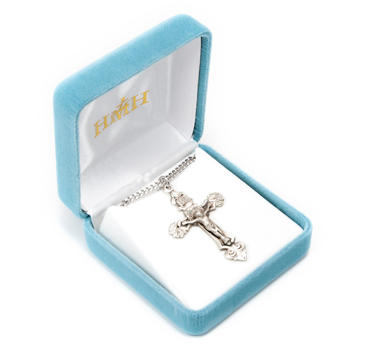 Crown of Thorns Crucifix Necklace - Sterling Silver Pendant on 24" Stainless Chain (S15424)