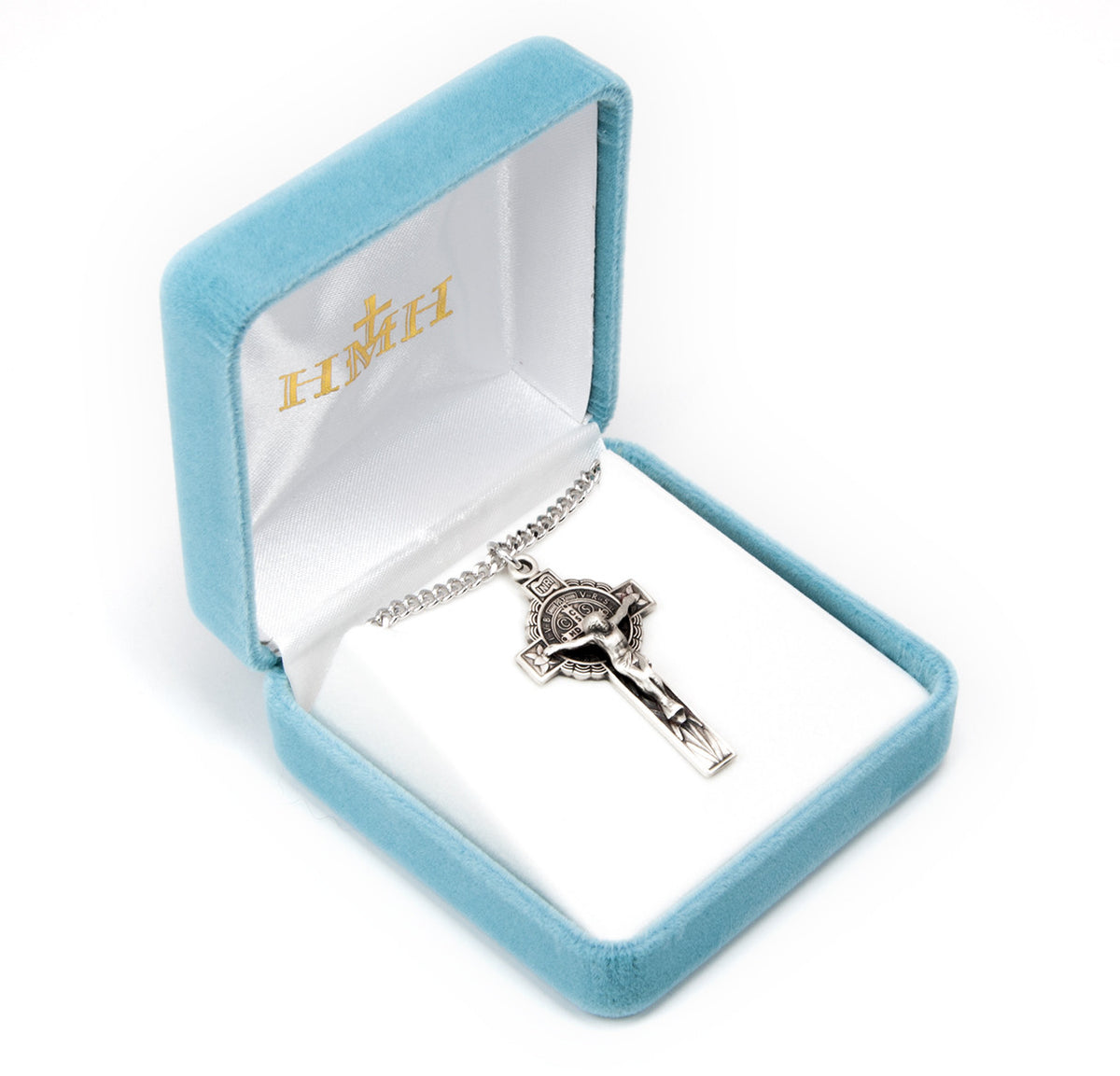 Intricate Jubilee St. Benedict Crucifix Necklace - Sterling Silver Pendant on 18" Stainless Chain (S18918)