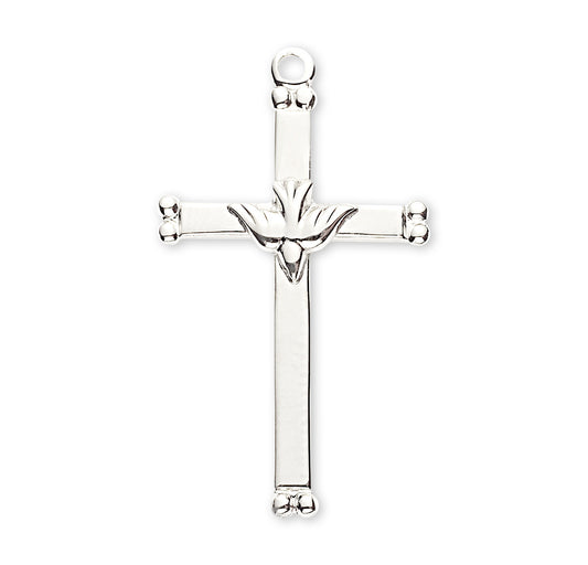 Holy Spirit Dove Cross Necklace - Sterling Silver Pendant On 18 Stainless Chain