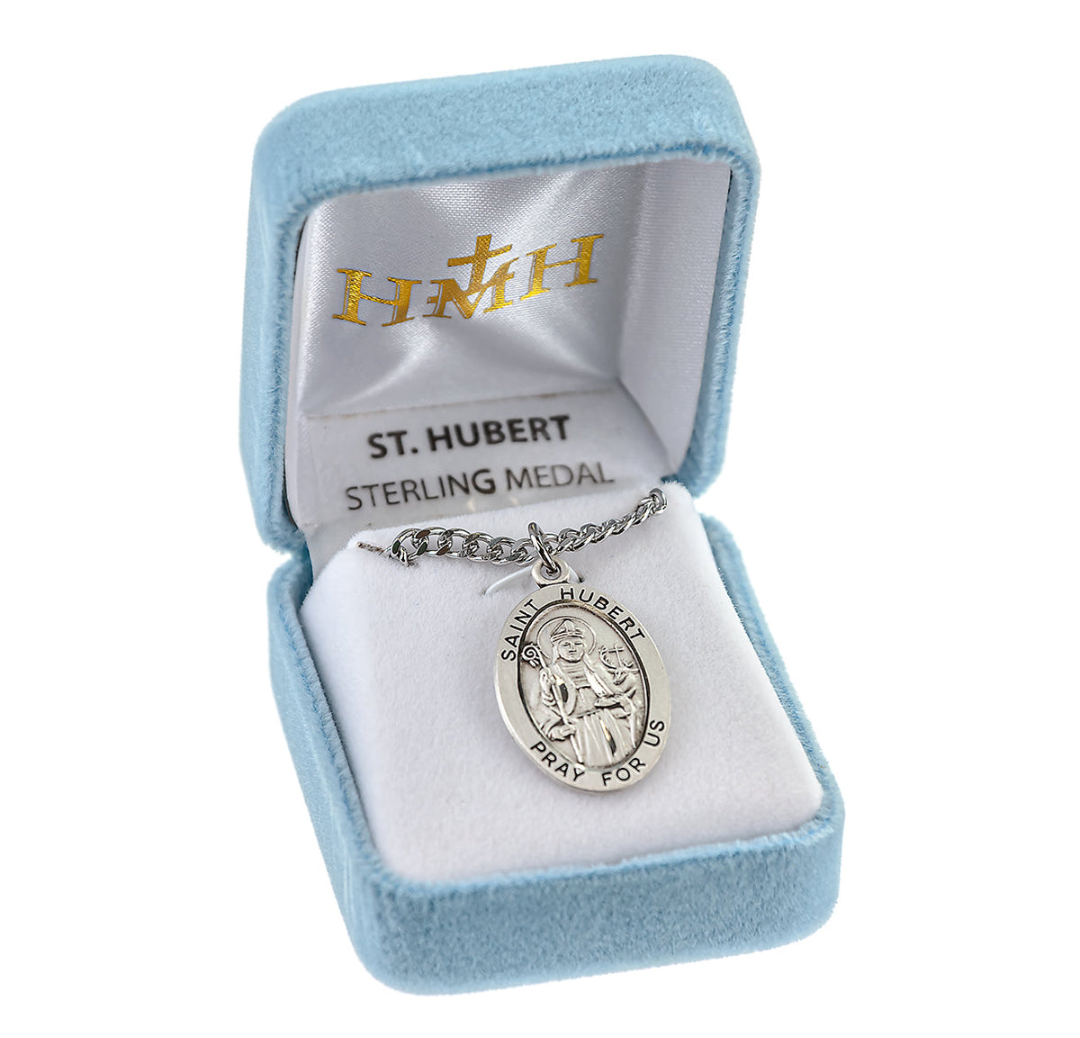 St. Hubert Necklace - Sterling Silver Oval Pendant on 24" Stainless Chain (S256824)