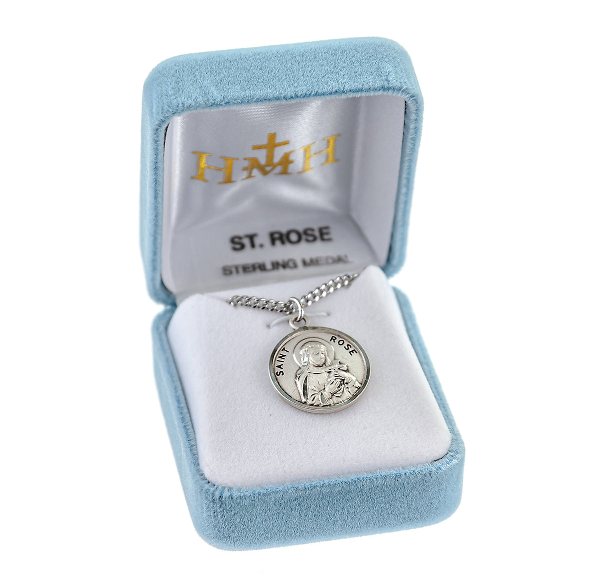 St. Rose Necklace - Sterling Silver 0.7" Round Pendant On 18" Stainless Chain