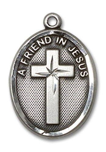 A Friend In Jesus Medal - Sterling Silver Oval Pendant 2 Sizes
