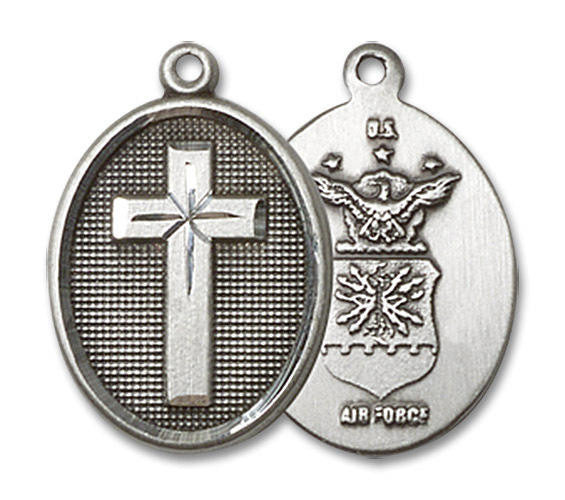 Air Force Cross Medal - Sterling Silver 3/4 x 1/2 Oval Pendant 0883SS1