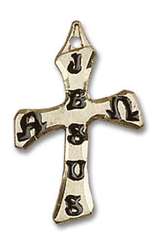 Alpha and Omega Cross Pendant - 14kt Gold 3/4 x 1/2 6063