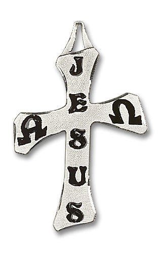 Alpha and Omega Cross Pendant - Sterling Silver 1 3/4 x 1 1/8 6062SS