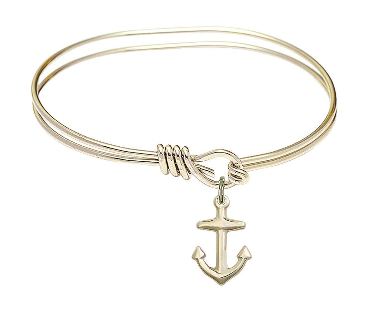 Anchor Eye Hook Bangle Bracelet - Gold-Filled Charm 4158AGF