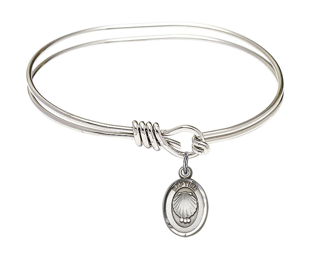 Baptism Eye Hook Bangle Bracelet - Sterling Silver Charm 0974SS