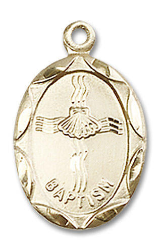 Baptism Medal - 14kt Gold 3/4 x 3/8 Oval Pendant 0612BA