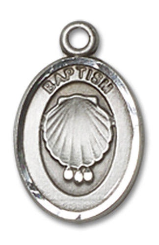 Baptism Medal Charm - Sterling Silver Oval Pendant 0974SS
