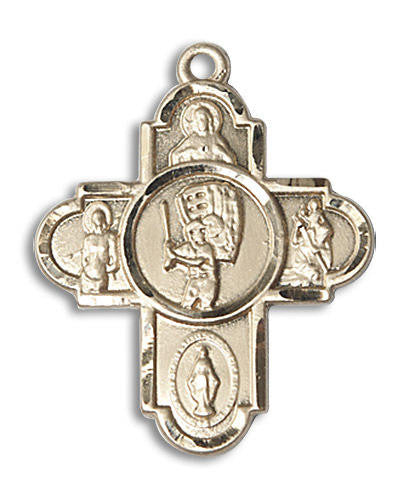 Baseball 5-Way Medal - 14kt Gold 1 1/8 x 1 5/8 Pendant 5740